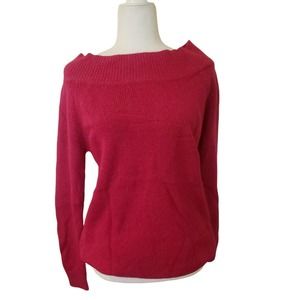 Reference Point Women Small Fuscia Long Sleeve Silk & Wool Blended Sweat…